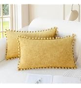 CaliTime Throw Pillow Covers Decorative 20 X 12 Inches Pack of 2 Cozy Solid Dyed Soft Chenille Cu...