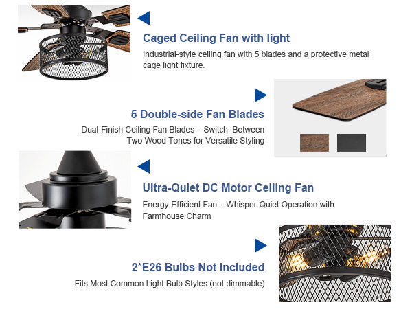 42 inch ceiling fan with light farmhouse