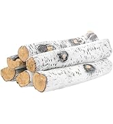 Skyflame 6 Piece Set of Gas Fireplace Logs, Large White Birch Ceramic Logs for All Types of Indoo...