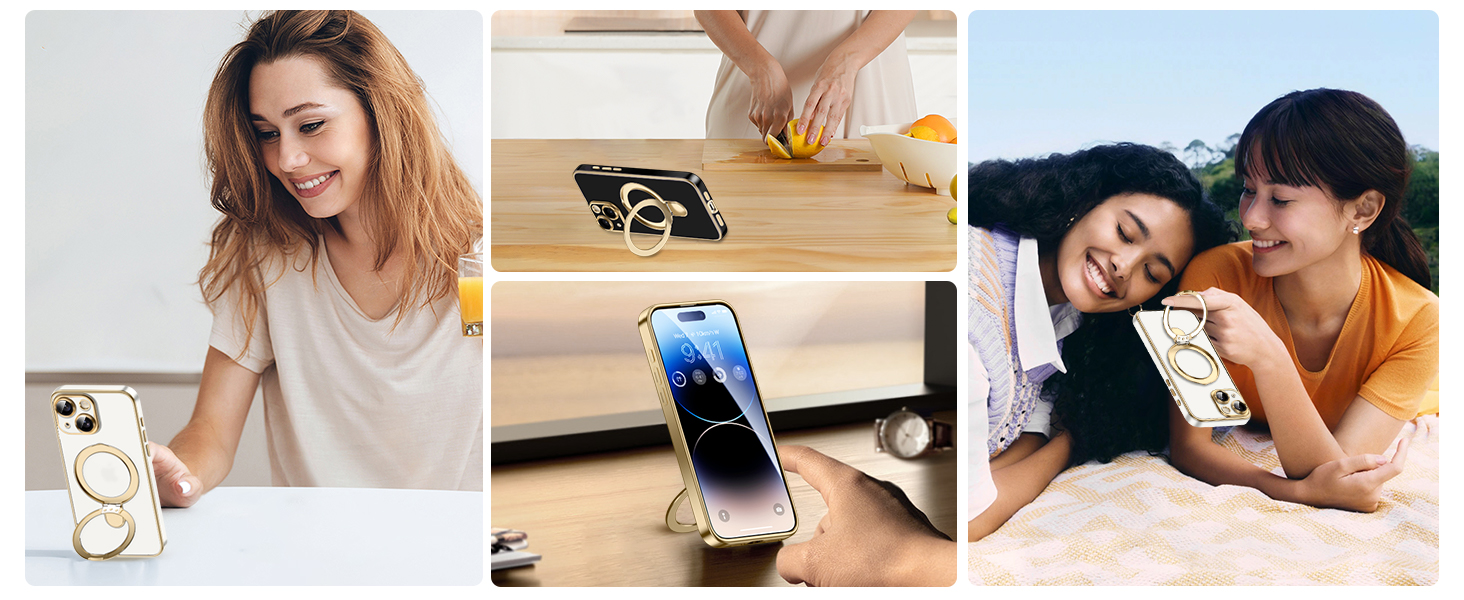 Magnetic Ring Designed for iPhone 13 Case, Shockproof Full Camera Protector