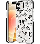 BRILA iPhone 12 Case/iPhone 12 Pro Case Clear with Cute Butterfly Pattern Design for Women Girls ...
