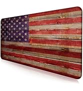 Patriot Wood Grain American Flag Extended Large Gaming Computer Mouse Pad, Suitable for Home Offi...