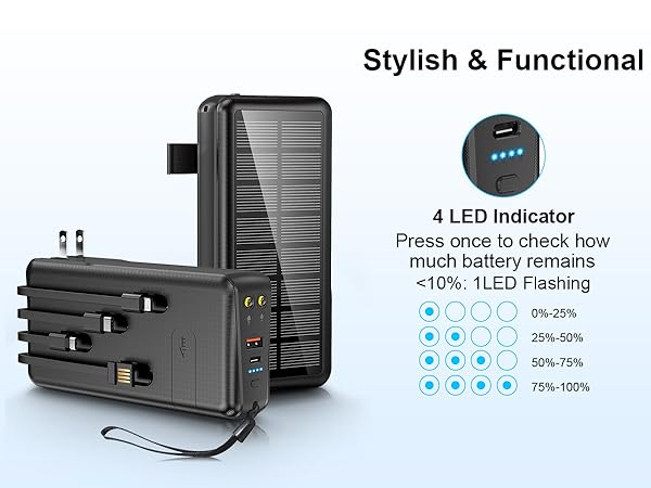 Solar Power Bank with 5 Output & 2 Input