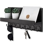 Lwenki Key Holder Wall Mount, Entryway Key and Mail Holder with 7 Sturdy Hooks for Sunglasses, Do...