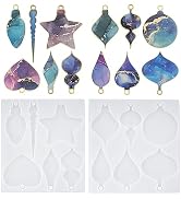 HUAKENER 2 Pcs Christmas Resin Molds, 12 Different Shapes Christmas Ornaments Resin Molds, Xmas S...