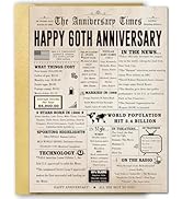 FANCYLUCKY Big 60th Anniversary Card for Women Men, Retro 60 Year Anniversary Card Gift for Coupl...