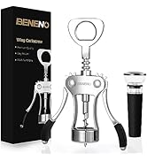 Wine Opener with Leak Proof Wine Vacuum Stopper, Zinc Alloy Premium Wing Corkscrew Wine Bottle Op...