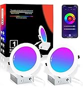 MELEGAN Smart Recessed Lighting 4 Inch LED Slim Recessed Lights 9W RGB WiFi LED Retrofit Downligh...