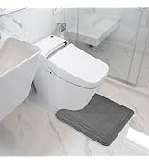 PAGGED Grey Toilet Rugs U Shaped Washable Non Slip Toilet Floor Mat Memory Foam Contour Bath Rugs...