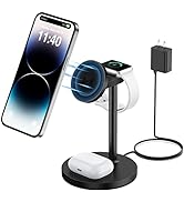 Magnetic Wireless Charging Station for Apple Series, 3-in-1 Standard 15W Fast Phone Charger Stand...