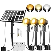 CLY Solar Landscape Spotlights, Solar Lights Outdoor IP66 Waterproof, Remote Control 2 Dynamic Mo...