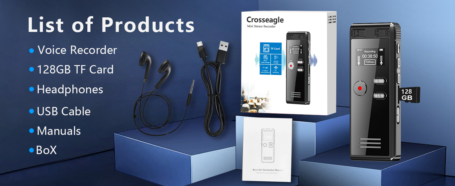 Voice Recorder with Playback, Voice Recorder for Lectures , Audio Recorder, grabadora de voz