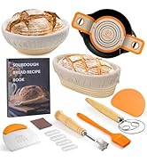 Sourdough Starter Kit, Sourdough Bread Baking Supplies, 9" Round &amp; 10"Oval Rattan Banneton Bread ...