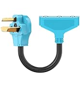 CircleCord 3 Prong 30 Amp to 110V Dryer Distribution Adapter Cord, NEMA 10-30P Male to 3X 5-15R H...