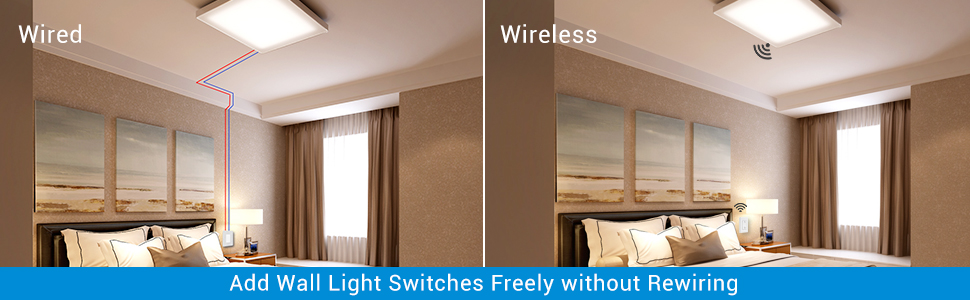 Wired between the power and lighting fixtures, no in-wall wiring needed