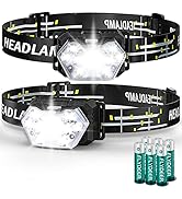 Eirnvop 2000 Lumen 9 LED Headlamps 2 Pack, Ultra Bright Head Lamp with 6 Modes, IPX5 Waterproof H...