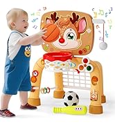 Toddler Basketball Hoop &amp; Soccer Goal Baseball Play Activity Center,Toys for 1 2 3 Year Old Boys ...