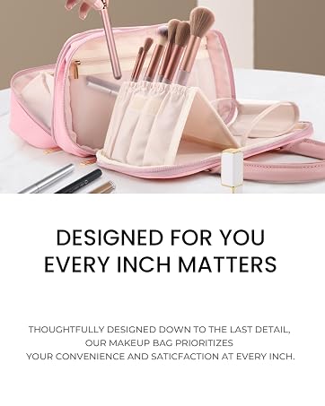 Travel Makeup Bag for Women Fashion Large Capacity Pouch Open Flat Cosmetic Portable Organizer