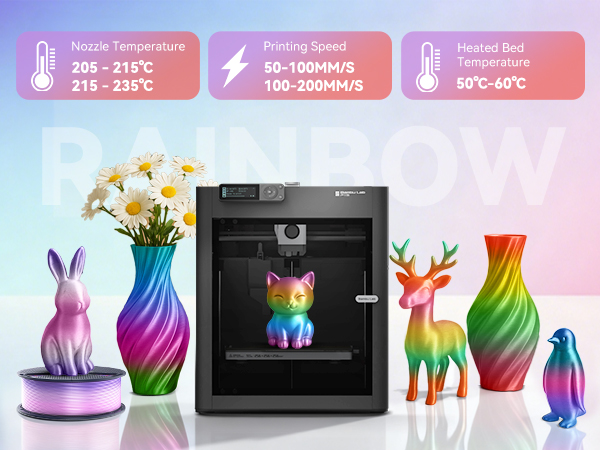 sunlu 3d printer filament rainbow silk filament color changing multicolored rainbow multi color