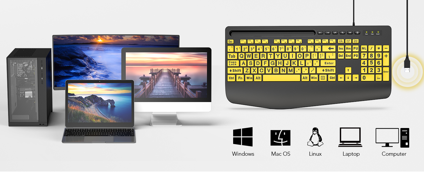 desktop laptop office windows keyboard Multi-system compatibility