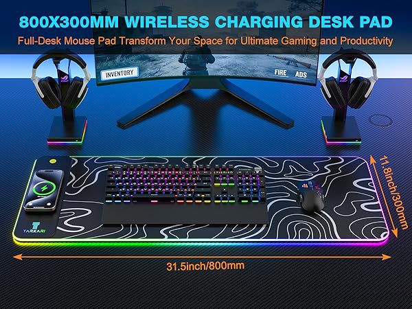 TARKARI Magnetic Wireless Charging RGB Mouse Pad