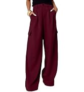 Dokotoo Womens High Waisted Wide Leg Cargo Pants Baggy Casual Work Pants with 4 Pockets