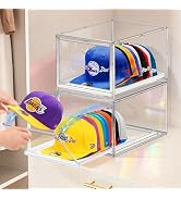 sunoyar Hat Organizer Box for Baseball Cap, Stackable Hats Storage Container with Sliding Tray Dr...