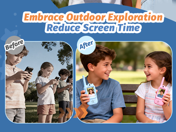 2 pack rechargeable walkie talkies for kids ages 3-12 with video calling