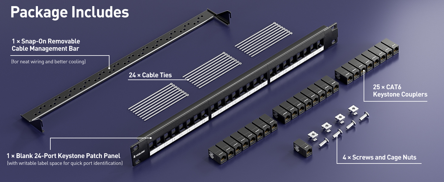 patch panel 24 port package includes
