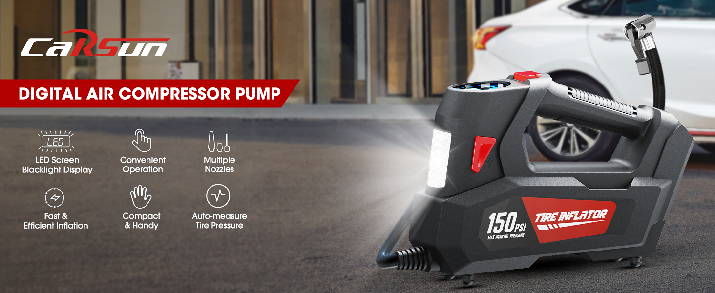 Air Compressor Tire Inflator Portable Air Pump