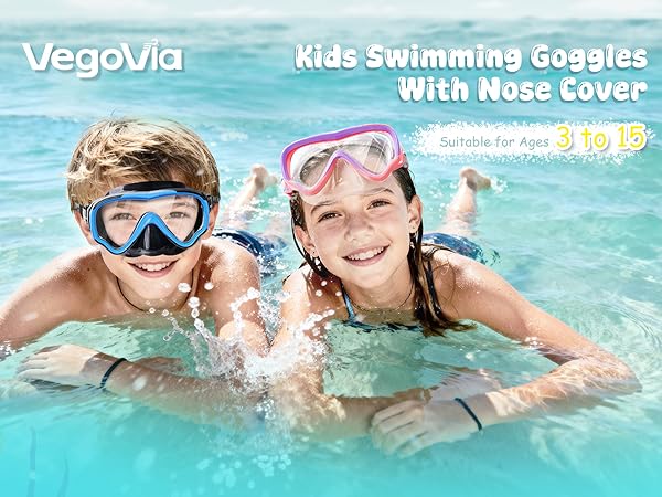 kid swimming goggles with nose cover