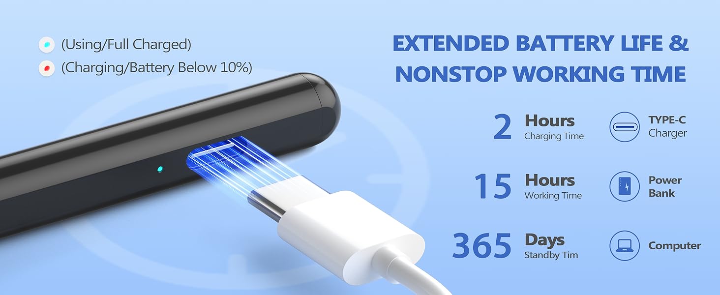 Stylus Pen, Stylist Compatible for iOS/Android Touchscreens/Phones, Rechargeable Stylus Pen