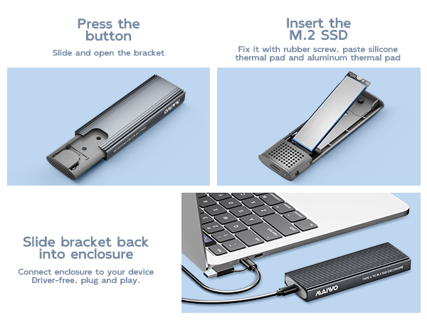 quickly install and remove SSDs, plug and play tool free 8TB capacity