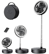 Gaiatop Portable Pedestal Fan 16000mAh Battery [Max 74h Runtime], Foldable Oscillating Standing F...