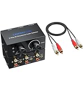 CAMWAY 2X1,1X2 RCA Switcher - RCA L/R and Aux 3.5mm Bi-Directional Stereo Audio Selector Box, Por...