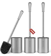 Toilet Brush and Holder, 3 Pack Compact Size Toilet Bowl Brush with Stainless Steel Handle, Small...