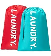 2 Pack XL Travel Laundry Bag, Machine Washable Dirty Clothes Organizer with Drawstring,Large Enou...