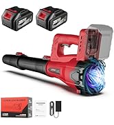 Cordless Leaf Blower with 2 Battery and Charger, 160MPH 580CFM High Speed Leaf Blower with 2 Tube...
