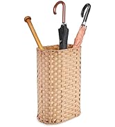 PEMAR Wicker Umbrella Holder, Hand Woven Umbrella Stand Basket, Cane Holder Stand, Decorative Umb...