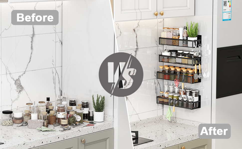 aufworld magnetic spice rack for refrigerator