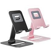 Nulaxy 2 Pack Dual Folding Cell Phone Stand, Fully Adjustable Phone Holder for Desk, Compatible w...