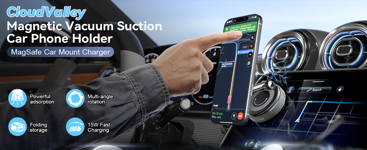 Magnetic Vacuum Suction CarPhone Holder charger
