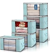 Budding Joy 90 L Large Storage Bags, 6 Pack Clothes Storage Bins Foldable Closet Organizer Storag...