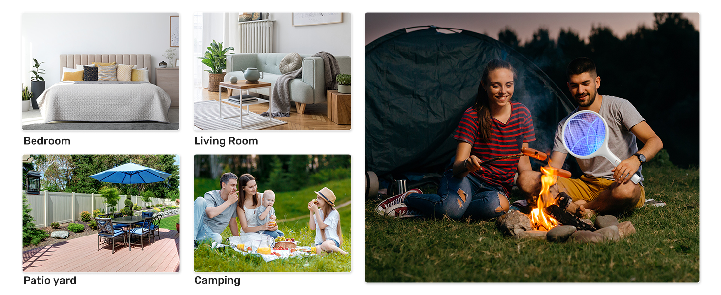 Electric Fly Swatter 4000V Bug Zapper Racket Dual Modes Mosquito Killer