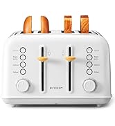 BUYDEEM DT640 4-Slice Toaster, Extra Wide Slots, Stainless Steel with High Lift Lever, Bagel and ...