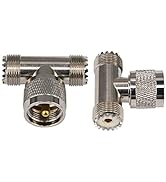 Boobrie 2-Pack PL-259 UHF Triple Tee Connector UHF Male PL259 to Dual UHF Female SO239 Adapter RF...