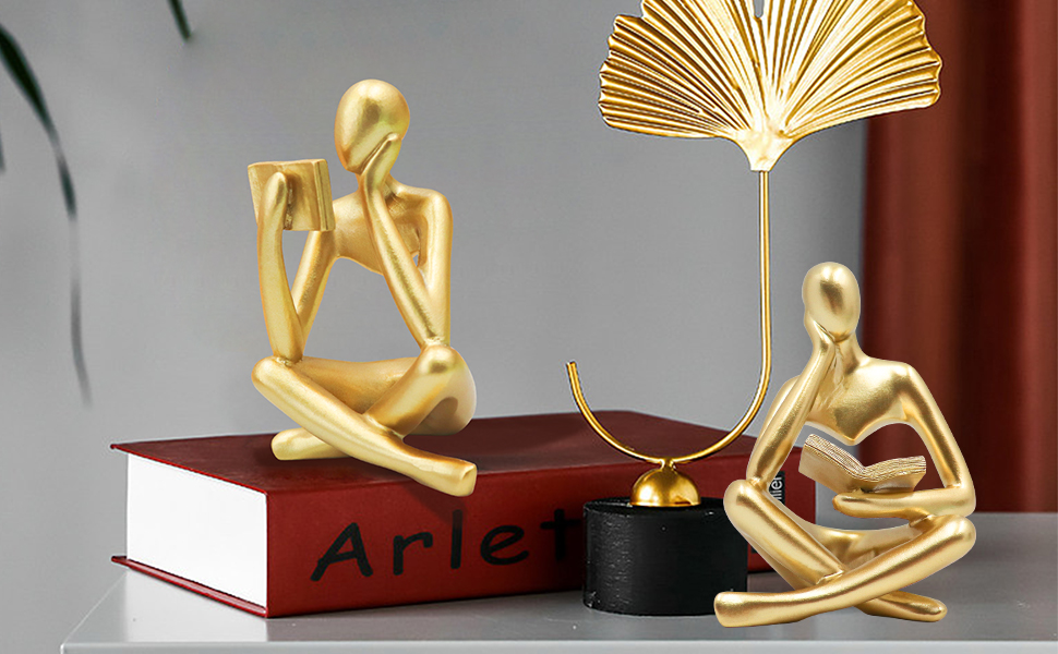 Gold Reading Women Statue