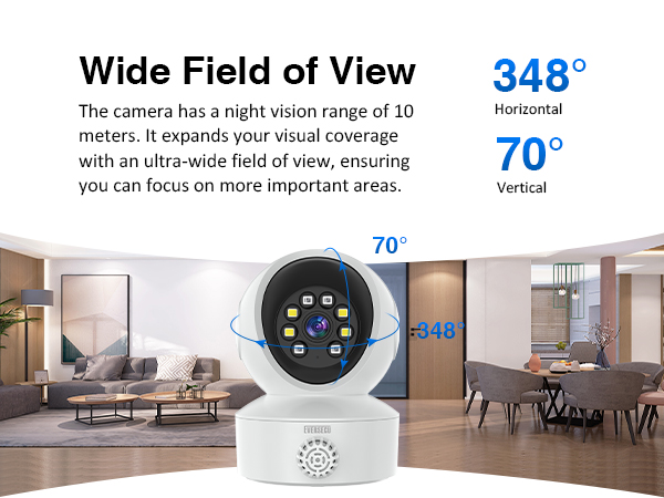 EVERSECU Smoke &amp; Gas Detection Home Security Camera with Sound Alarm 