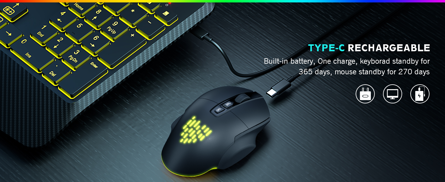 wireless mice for laptop type-c rechargeable college