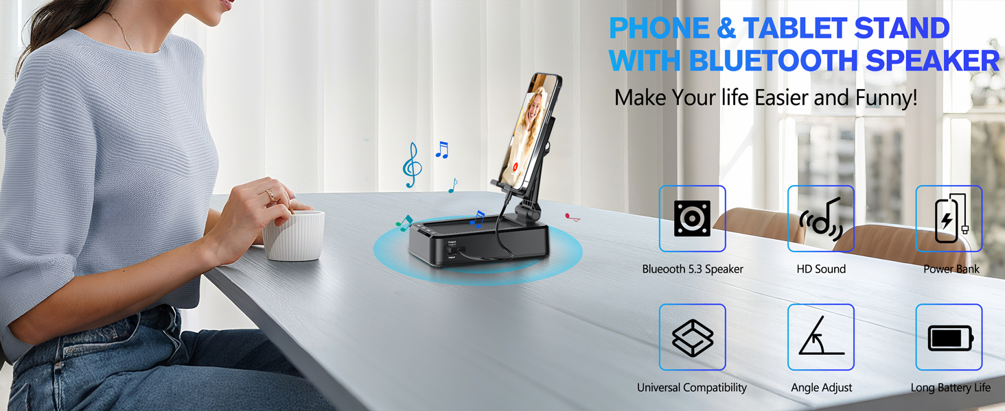 cell phone stand with bluetooth speaker